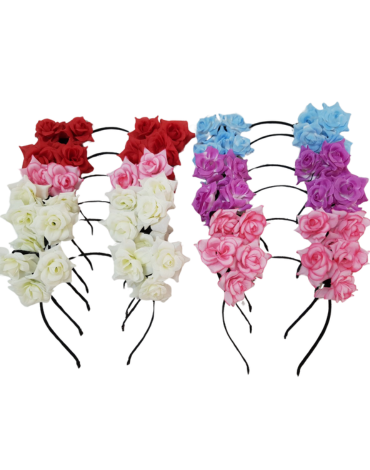 Cintillo con Flores Colores Surtidos x 36 Unds.