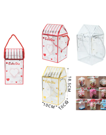 Caja de Regalo Plástico Transparente x 12 Unds. Medida: 10 x 10 x 18.5 cm aprox.