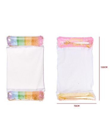 Colchoneta Inflable Glitter de Playa Verano x 4 Unds. Medidas:  130 x 70 cm aprox.