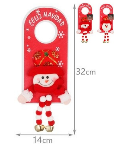 Colgante para Puerta de Navidad x 6 Unds. Medida: 30 x 12.5 cm aprox.