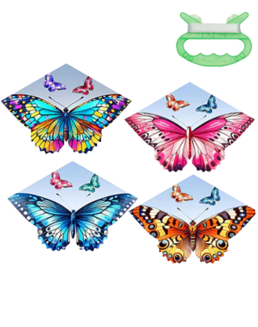 Cometa de Mariposas con Hilo Colores Surtidos x 6 Unds. Medida: 78 x 120 cm aprox.