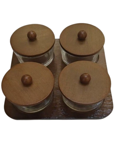 4 Set de Frascos para Condimentos (1 Set Trae 4 PCS) Medida: 20 x 20 x 7 cm aprox.
