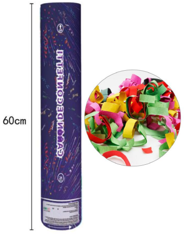 Tubo Lanza Confetti de Papel x 12 Unds. Medida: 60 cm aprox.