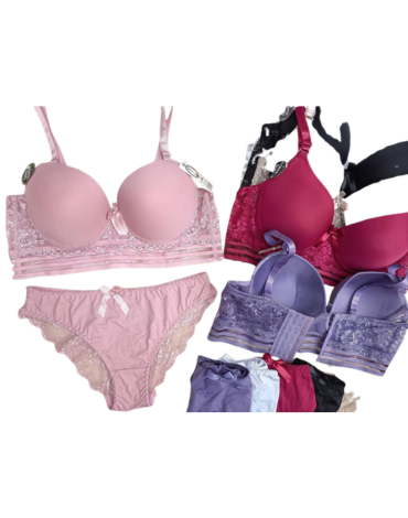 Conjunto de Lencería Copa D Colores Surtidos x 12 Unds. Talla: 42 a 52