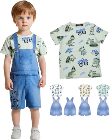 Conjunto Jardinera y Polera Colores Surtidos x 15 Unds. Talla: 1 a 5 años aprox.