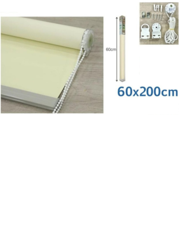 Cortina Roller Dúo Blackout  Dia y  Noche Color Beige x 6 Unds. Medidas: 60 x 200 cm aprox.