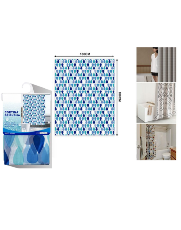 Cortina de Baño Plastica con Argollas Color Único x 48 Unds. Medida: 180 x 180 cm aprox.