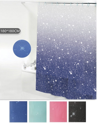 Cortina de Baño Plastica Colores Surtidos x 6 Unds. Medida: 180 x 180 cm aprox.