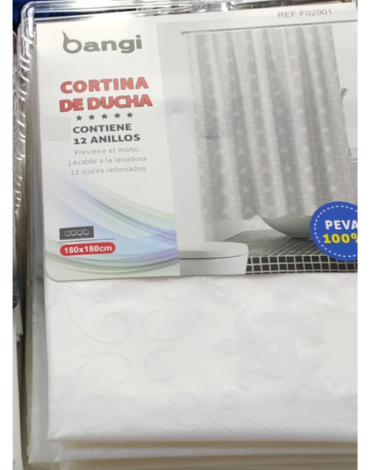 Cortina de Baño con DIseño Color Blanco x 6 Unds. Medida: 180 x 180 cm aprox.