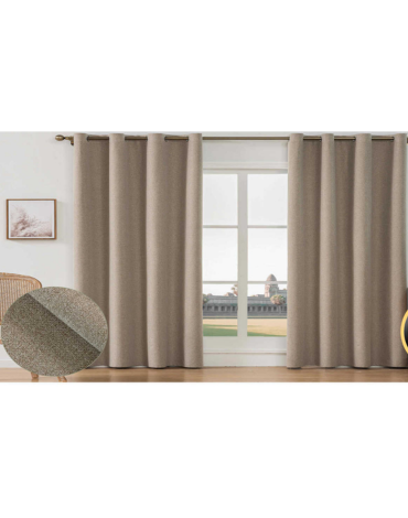 Cortina 100% Poliéster Blackout Lisa Color Cafe x 4 Unds. Medida: 140 x 230 cm aprox.