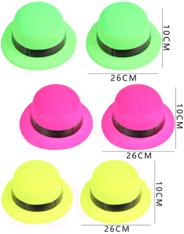 Gorro de Fiesta Fluorescente (Elegir Color) x 12 Unds. Medida: 26 x 10 cm aprox.