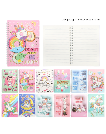 Cuaderno A5 50 Tapa Blanda 50 Hojas Modelos Surtidos x 6 Unds. Medida: 21 x 14.5 cm aprox.