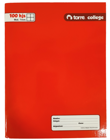 Cuaderno College Liso Matemáticas 100 Hojas x 10 Unds. Medida: 7mm