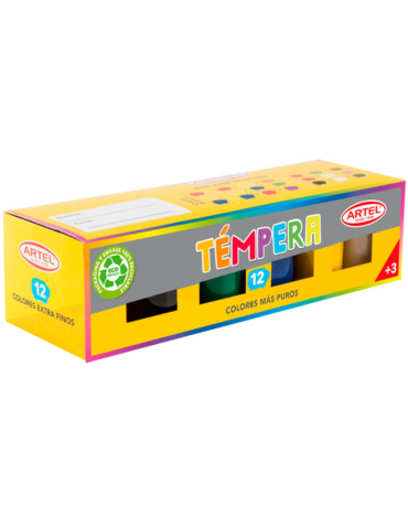 6 Cajas Témperas 12 Colores Artel. Medida 15 ml aprox.