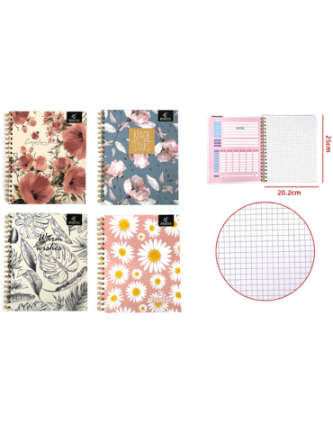 Cuaderno Universitario Matemática Flores 100 Hojas x 10 Unds.