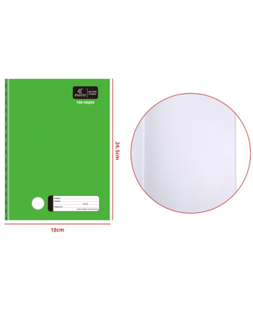 Cuaderno College Croquis Color Verde 80 Hojas x 10 Unds.