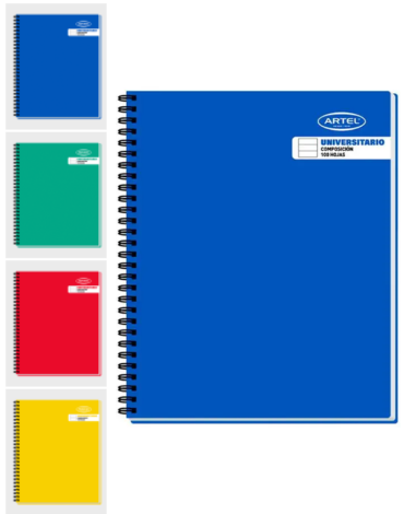 Cuaderno Universitario Triple 150 Hojas Artel Colores Surtidos x 10 Unds.
