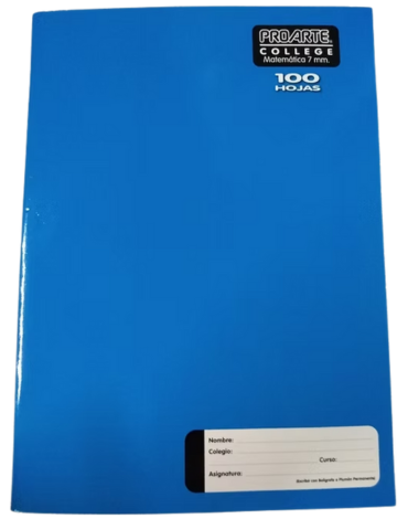 Cuaderno College Matemática 100 Hojas x 10 Unds. Medida: 7 mm aprox