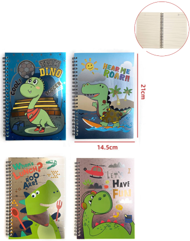 Cuaderno de Líneas Dinosaurios 80 Hojas x 12 Unds. Medida: 21 x 14.5 cm aprox.