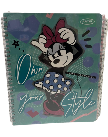 Cuaderno Universitario Tapa Dura Minnie 100 Hojas Artel x 10 Unds.