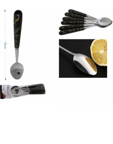 6 Set de Cucharas de Té Mango con Diseño. Medida: 12 cm aprox. (Cada Set trae : 6 PCS)