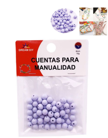 12 Set con Cuentas para Manualidades (1 Bolsa Trae 15Gr) Medida: 8 mm aprox.