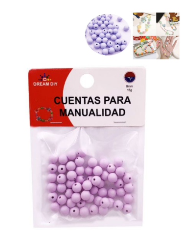12 Set con Cuentas para Manualidades (1 Bolsa Trae 15Gr) Medida: 8 mm aprox.