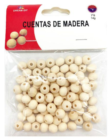 24 Set  Cuentas de Madera (1 Set Trae 14 Gramos aprox) Medida: 7 x 8 mm aprox.