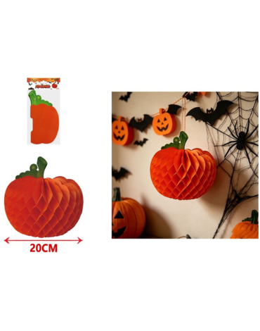 Adorno Colgante Calabaza de Papel Color Único x 12 Unds. Medida: 20 cm aprox.