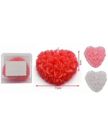 Vela Rosa - Corazón Colores Surtidos x 6 Unds. Medida: 7.5 x 3 cm aprox.