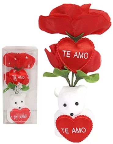 Adorno Flor con Oso Color Único x 6 Unds. Medida: 18 x 8 cm aprox.