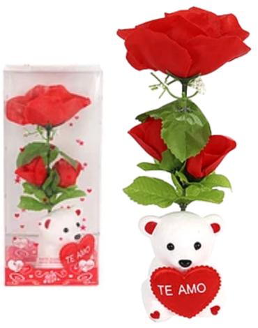 Adorno Flor con Oso Color Único x 6 Unds. Medida: 19 x 7 cm aprox.