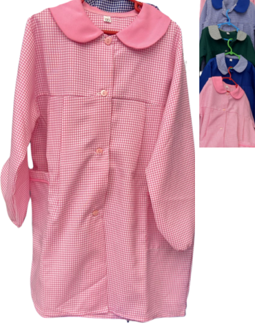 Delantal Escolar para Niñas Colores Surtidos x 6 Unds. Tallas :2 - 4 - 8