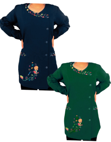 Delantal Manga Larga con Diseño Colores Surtidos x 12 Unds. Talla : S - M - L - XL - 2XL