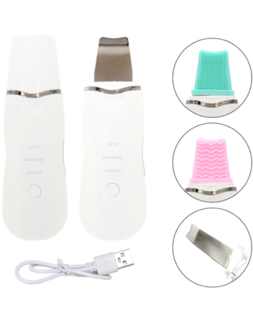 Depurador Ultrasónico Facial con USB x 4 Unds. Medida: 17.3 x 5.5 x 1 cm aprox.
