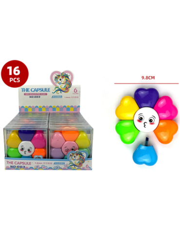 Destacador Flor 6 Colores x 16 Unds. Medida: 908