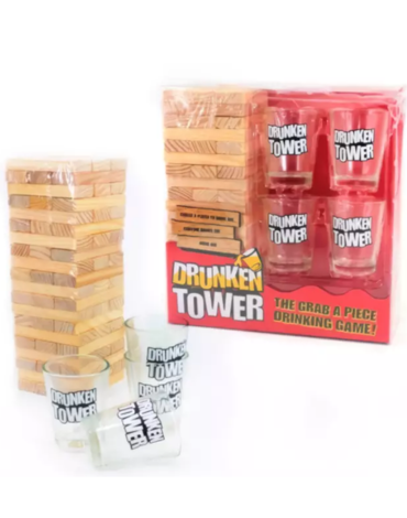 4 Set Juego De Mesa Tragos Shots Jenga + 4 Vasos