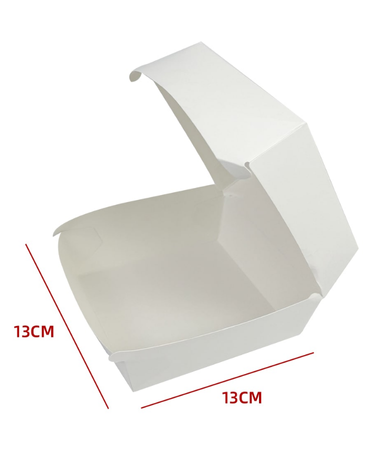 Envase Desechable para Hamburguesa x 100 Unds. Medidas : 13 × 13 × 8.5 cm aprox.