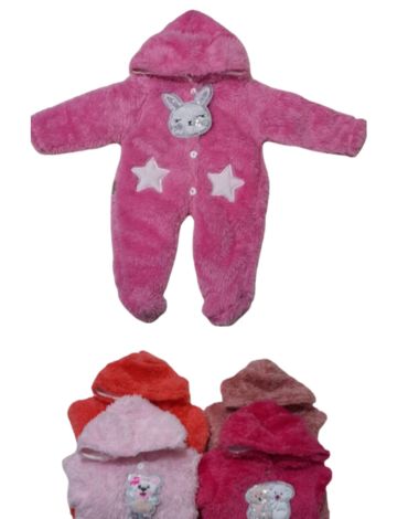 Enterito Peludito de Bebe Colores Surtidos x 4 Unds. Tallas: 0 a 3 Meses