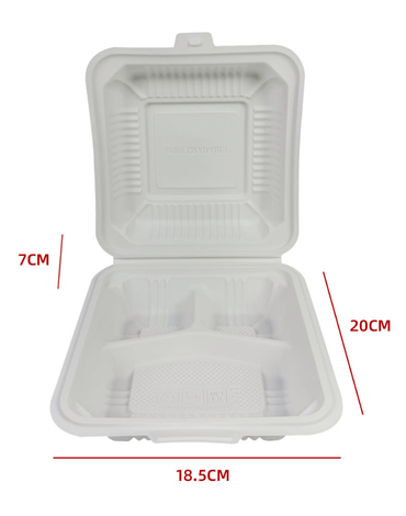 Envase Biodegradable para Alimentos x 100 Unds. Medidas : 18.5 × 20 × 7 cm aprox.
