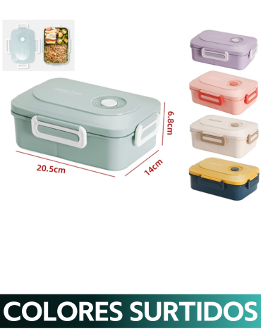 Envase Lonchera para Almuerzo con División x 12 Unds.Medida: 20,5 x 14 x 6 , 8 cm aprox
