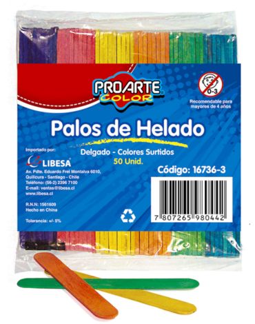 25 Pack Palos de Madera Colores Surtidos