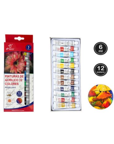 Pintura Acrilicoes Permanentes x 12 Unds Capacidad: 12ml aprox.