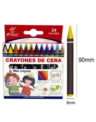 Crayones de Cera x 24 Unds Medidas: 8mm X 900mm aprox.