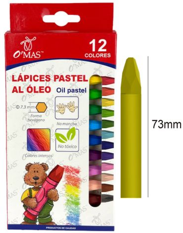 Crayones de Oleo x 12 Unds Medidas: 73mm aprox.