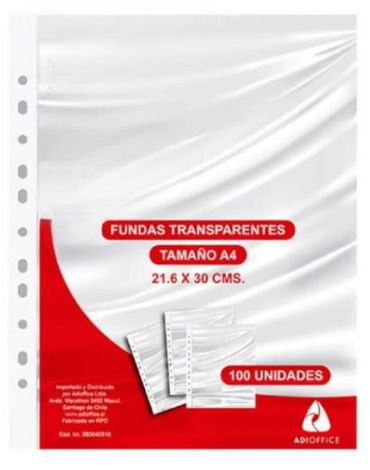 12 Set Fundas Transparentes (1 Set trae: 10 PCS) Tamaño :A4