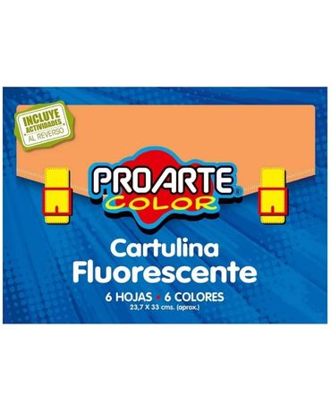 6 Set Cartulina Fluorescente PROARTE (1 Set Trae: 6 Hojas) Medidas: 23.7 x 33 cm  aprox.