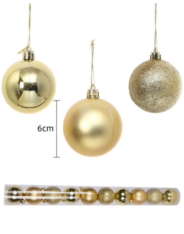 6 Set de Esferas Navideñas Doradas (1 Set Trae 10 PCS) Medida: 6 cm aprox.