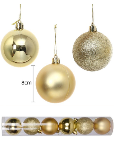 4 Set de Esferas Navideñas (1 Set Trae 6 PCS) Medida: 8 cm aprox.