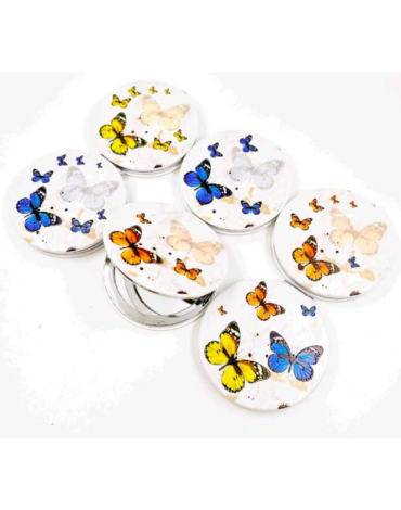 Espejo con Aumento Mariposas Modelos Surtidos x 12 Unds.